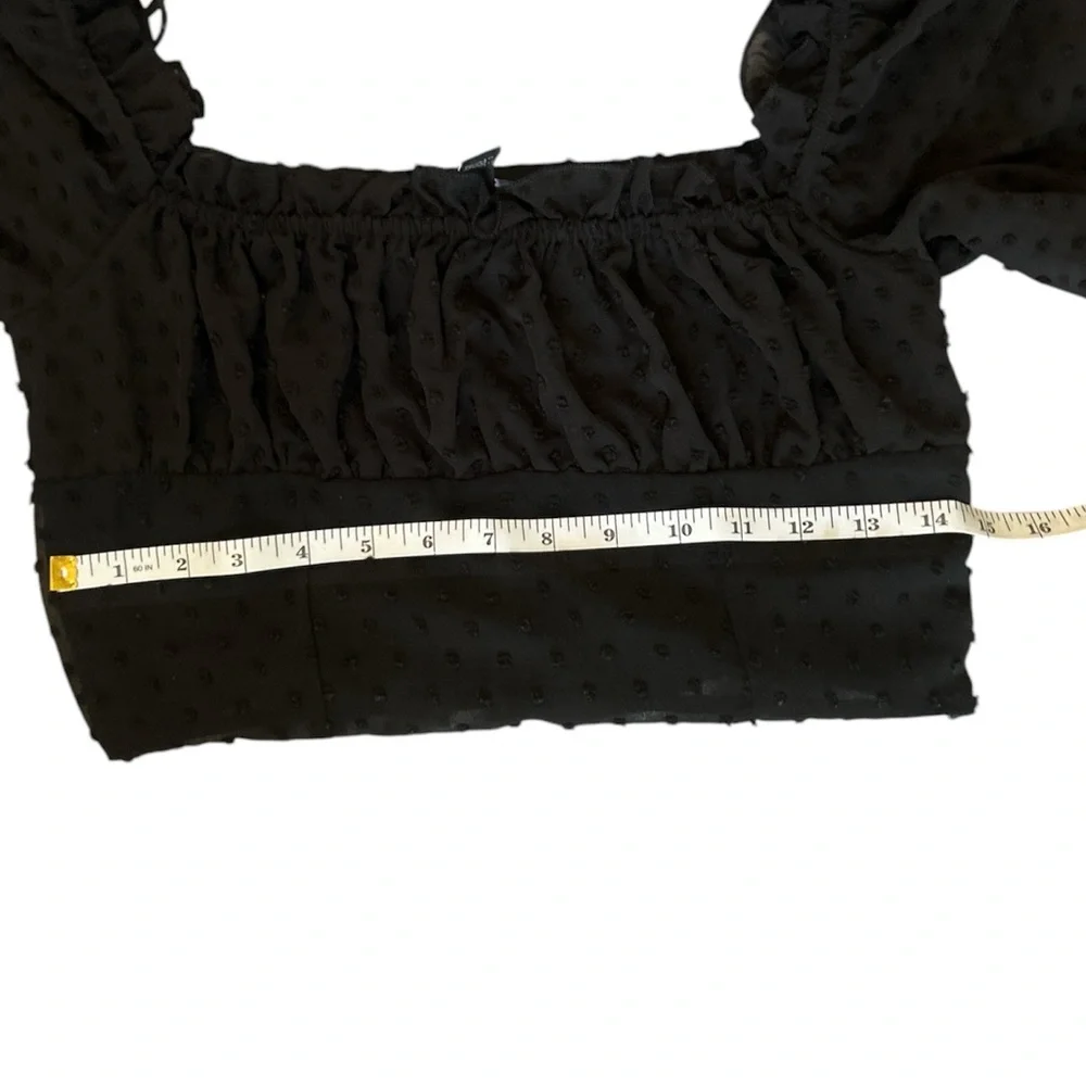 Forever 21 - Sheet Black Cropped Long Sleeve Top